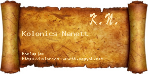 Kolonics Nanett névjegykártya